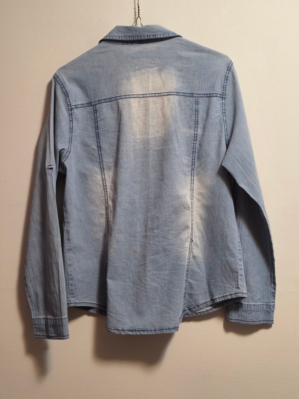 Dorado Light Wash Denim Shirt with Floral Embroidery - Picture 7 of 9